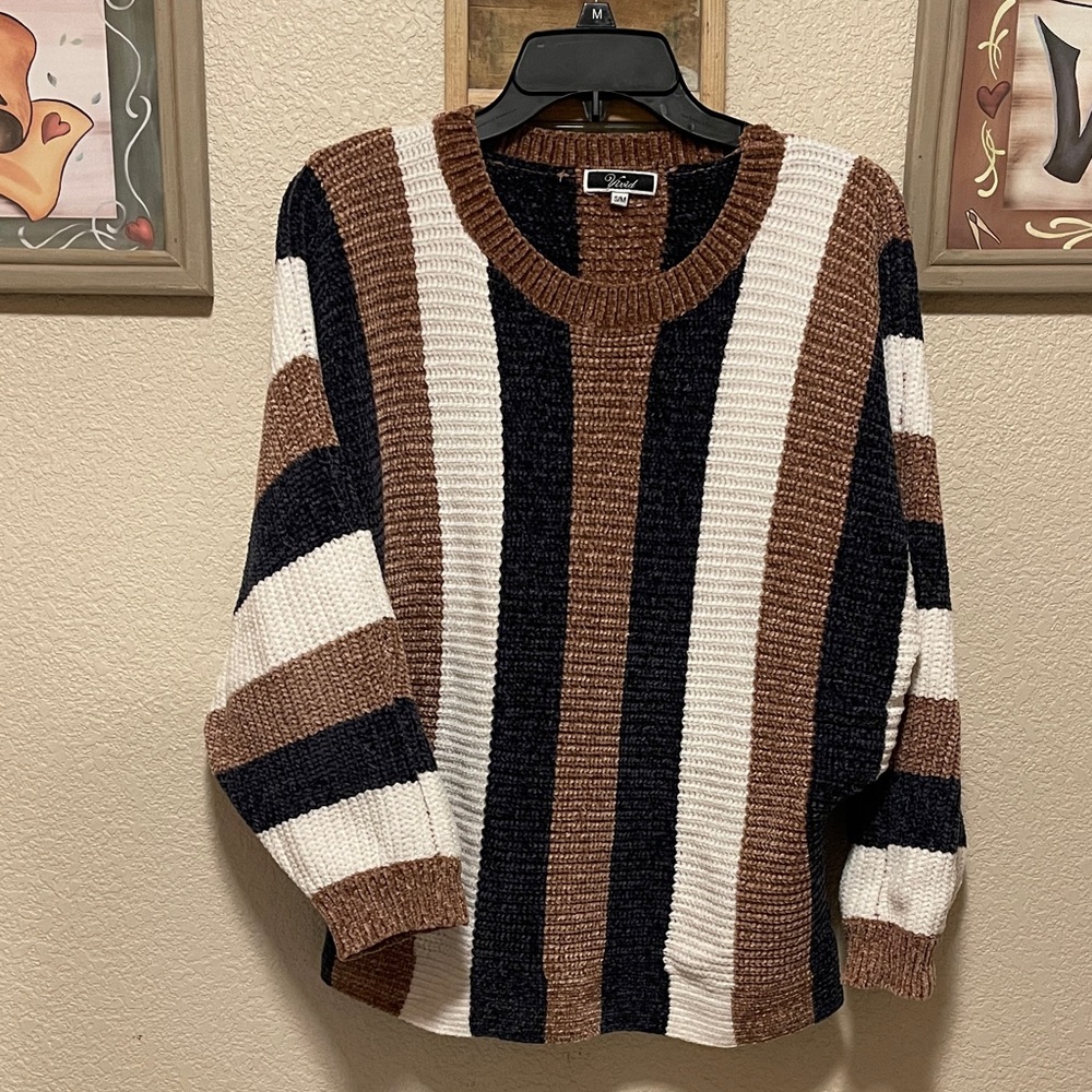Striped pinkish and Black Women’s Sweater